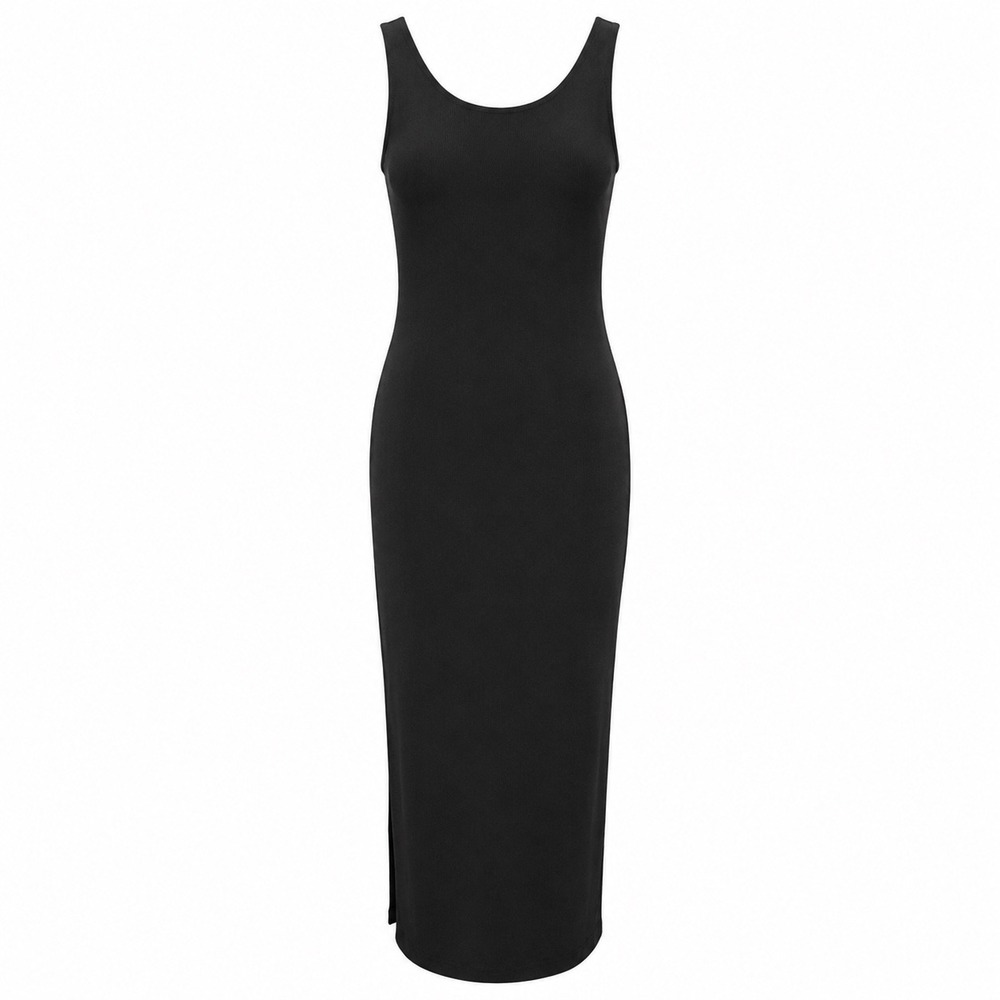 Good American Midi Dress 3 Micro Rib 90s Minimalist Bodycon NWT Boho Grunge